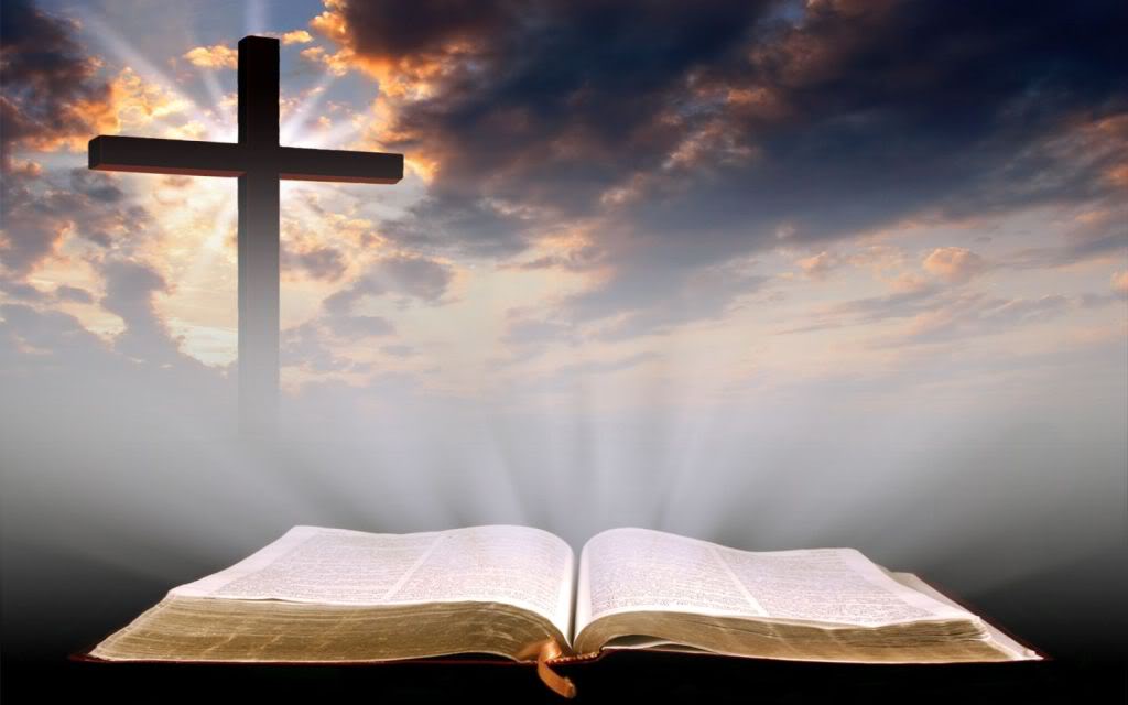 Open Bible and cross